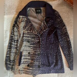 Nic+Zoe Women's Dark Purple/Cream Double Breasted Collared Jacket Size Small